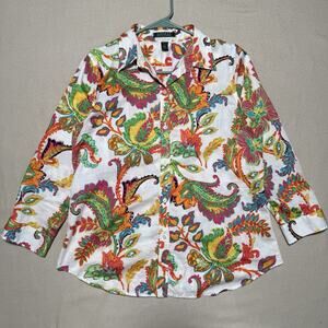Vtg Polo Ralph Lauren Abstract Paisley Flower Art Shirt Sport Beach 90s Sz Large
